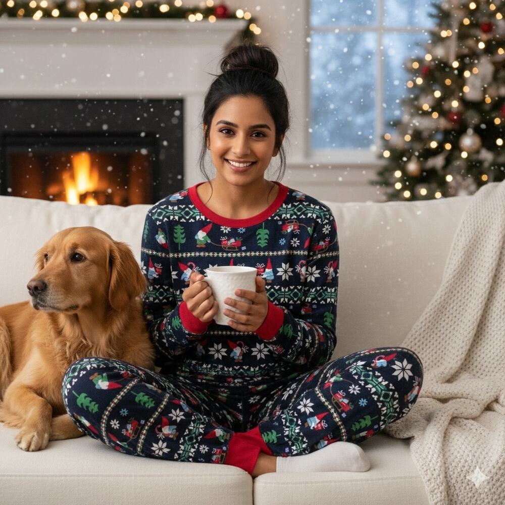 Hanna Andersson Navy Red Santa Gnome Pajama Set X- Large